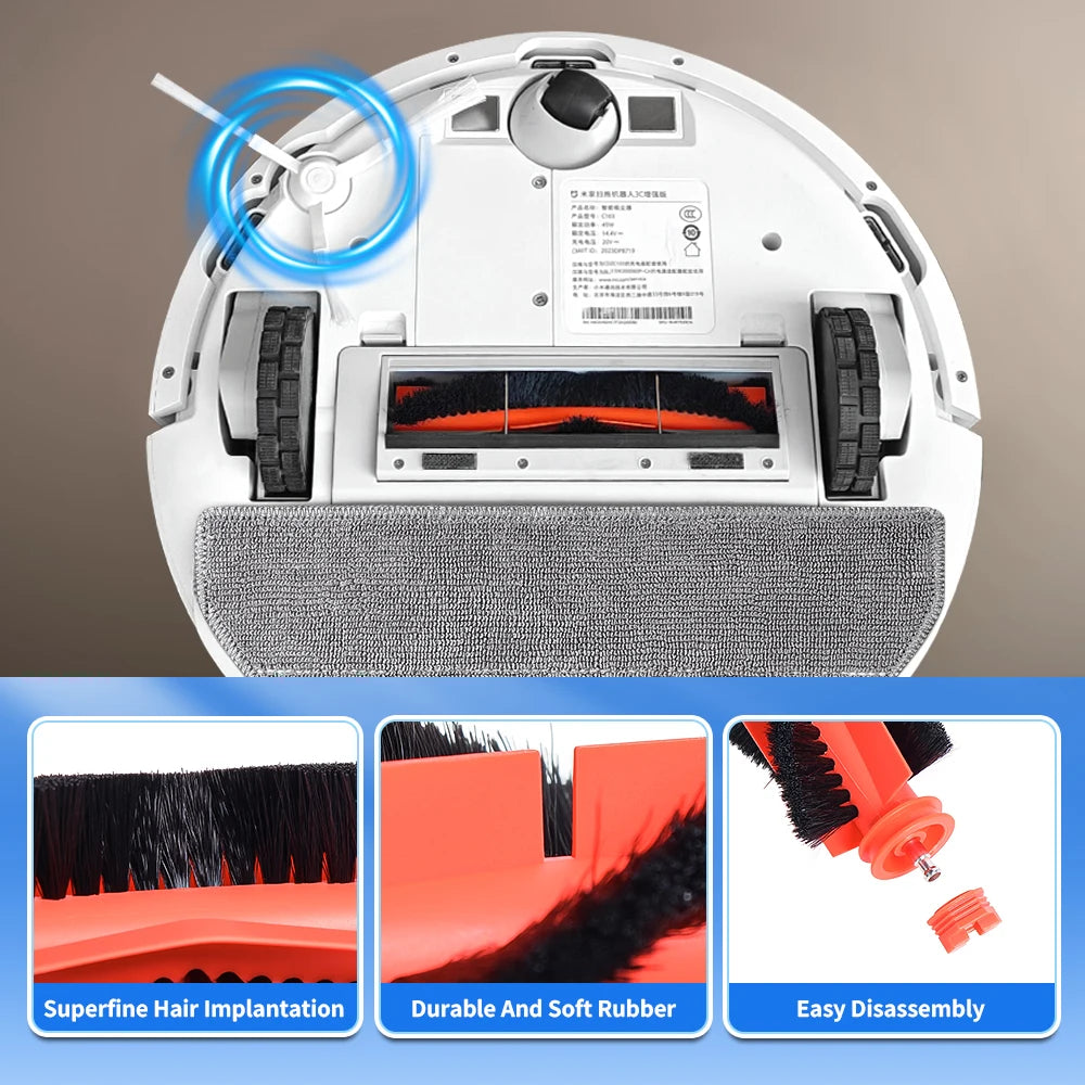 Main Brush Compatible with Xiaomi S20 3C Plus E12 B112 D106 E10 C103 E10C Sweeper Vacuum Cleaner Replacement Roller Brush Spare Parts