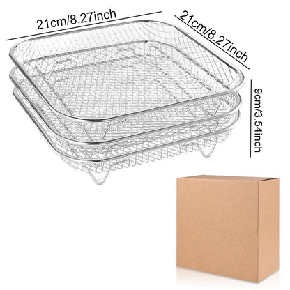 Air Fryer Accessories Metal Oven Air Fryer Racks For Baking Stackable Grill Skewer Rack Fit All Airfryer 4.2Qt - 5.8Qt