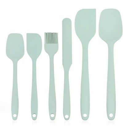 6 Pieces Silicone Spatula Set Non-Stick Heat Resistant Spatula Oil brush Cream Mixing Spoon for Cooking Baking Mix Baking Tools