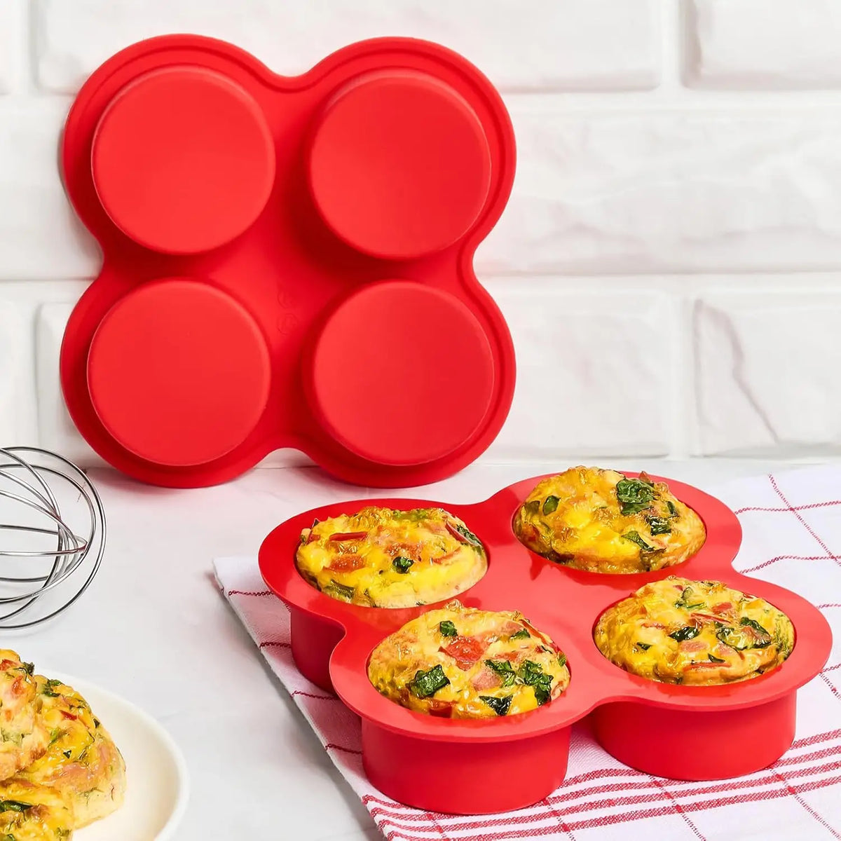 Air Fryer Egg Mold Round Shape Eggs Mold 4 Cavity Non-Stick Silicone Air Fryer Egg Pan Egg Steamer Cooking Mold Fried Egg Tool