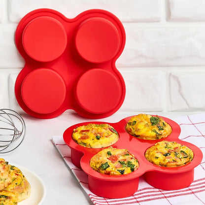 Air Fryer Egg Mold Round Shape Eggs Mold 4 Cavity Non-Stick Silicone Air Fryer Egg Pan Egg Steamer Cooking Mold Fried Egg Tool