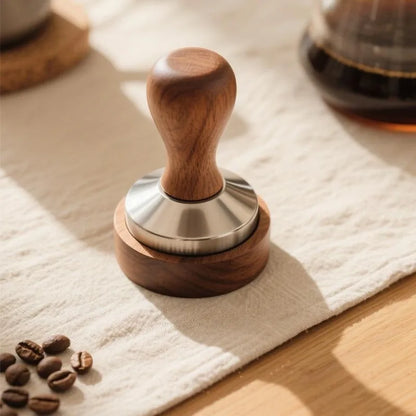 1PCS 304 stainless steel wooden handle coffee powder compactor, powder hammer 51mm, powder filler matching equipment