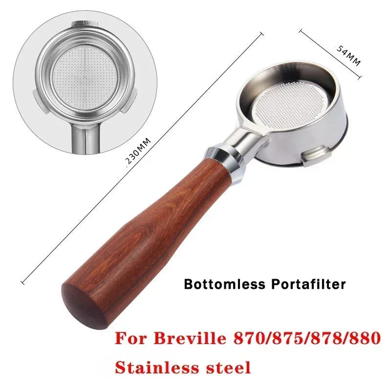 54mm Stainless Steel Double Mouth Portafilter for Breville Sage870/875/878/880 Bottomless Coffee Filter Handle Modification Tool