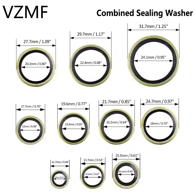 2/5/10/20/PCS Combined seal washer Bonded Seal Sealing Ring Oil Drain Screw M6 M8 M10 M12 M14 M16 M18 M20 M22 M24 M27 M30~60mm