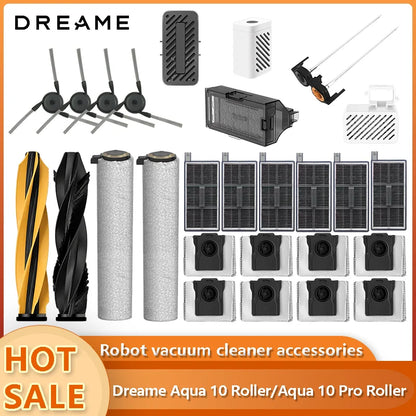 Dreame Aqua 10 Roller / Aqua 10 Pro Roller / Aqua 10 Ultra Roller Accessories Main Side Brush Roller Mop Cloth Filter Dust Bag