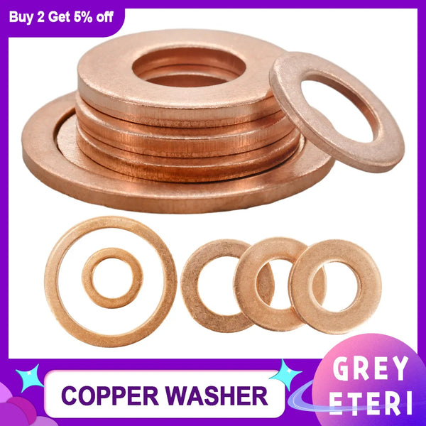 Pure Copper Washer Solid Flat Gasket Oil Sealing Washers Sump Plug Shim Oring Valve Spacer M5 M6 M8 M10 M12 M14 M16 M18 M20 M22