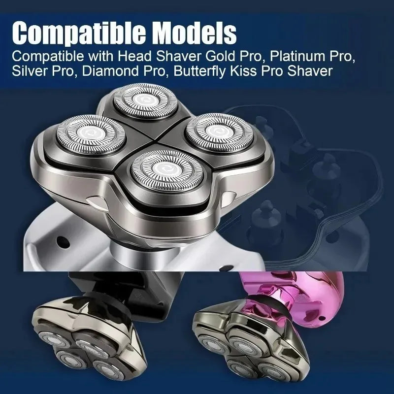 Pro4 Head Replacement Blade Compatible with Skull Pitbull/Butterfly Kiss Pro/Palm Shavers Wet&Dry Washable Electric Shaver Head