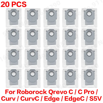 Compatible with Roborock Qrevo C/C Pro/Curv/CurvC/Edge/EdgeC/S5V Compatible Main Side Brush, Mop Cloth, Dust Bag & Filter Set