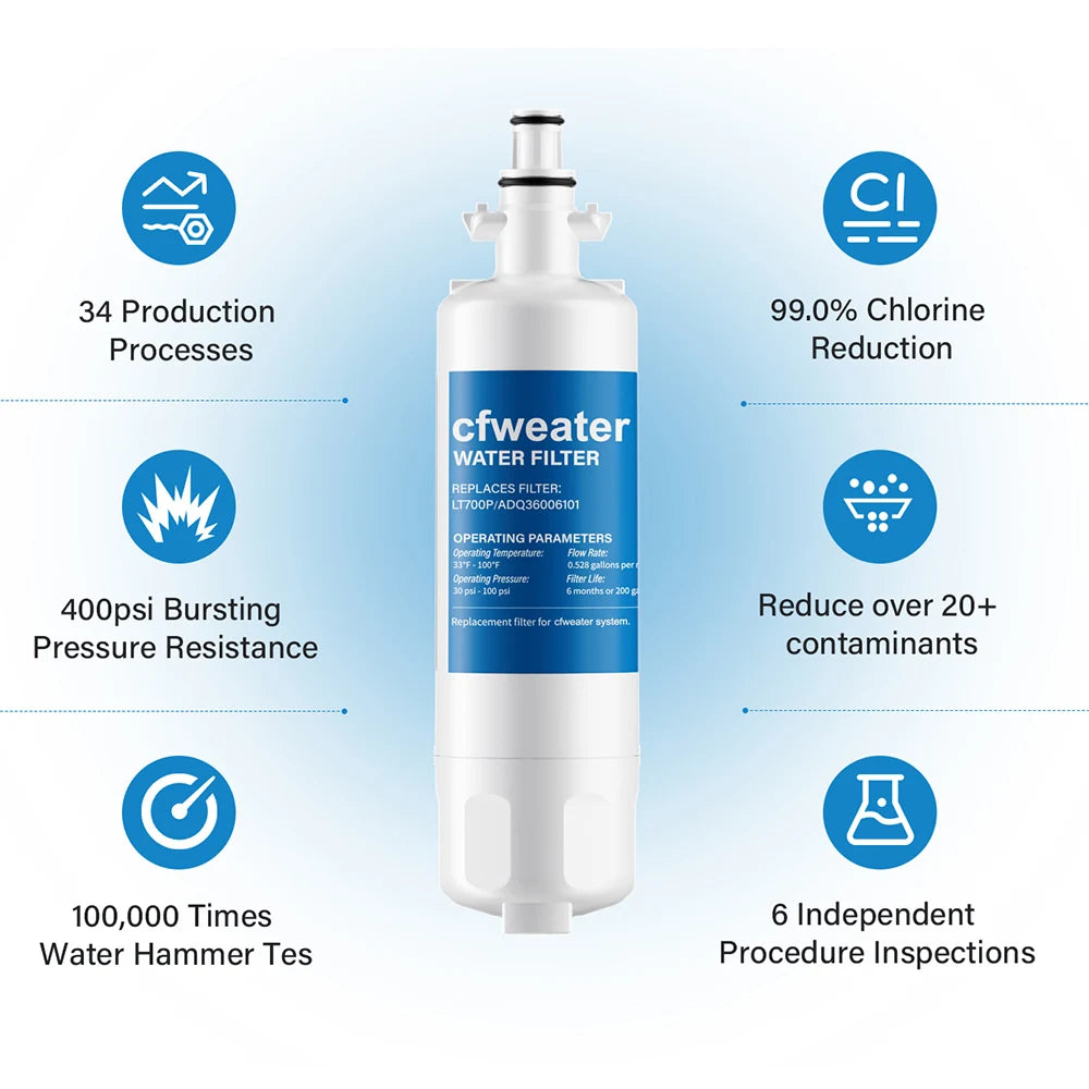 Replacement Refrigerator Water Filter Compatible with LG / Kenmore ADQ36006101 / LT700P / ADQ36006102 / 9690 / RWF1200A — 1-9 Pack