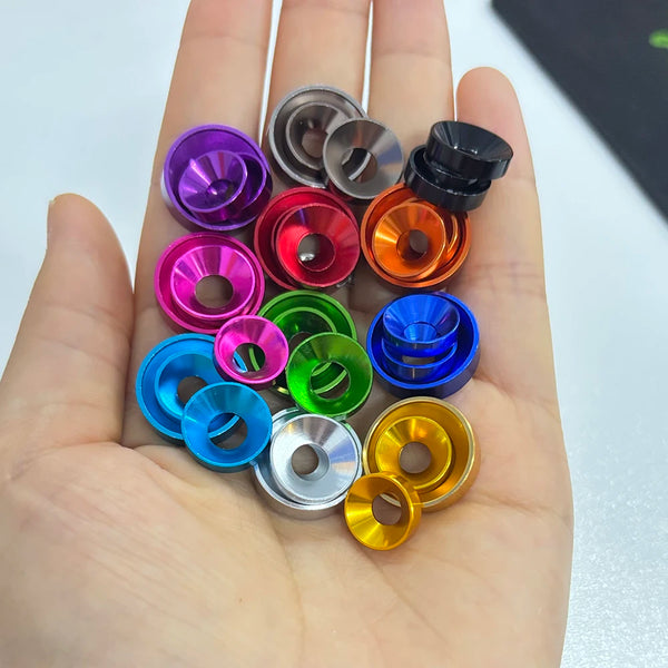 15Pcs Aluminum Alloy Conical Washers Aluminium Colorful Anodized For Countersunk Screw Spacers Gasket M2 M2.5 M3 M4 M5 M6 M8