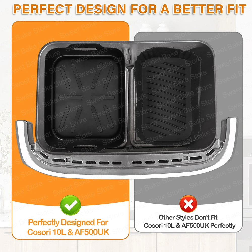 Reusable Air Fryer Silicone Mould with Glove for Cosori 8-in-1 Dual Blaze TwinFry XXL 10L & Ninja AF500EU Airfryer Accessories
