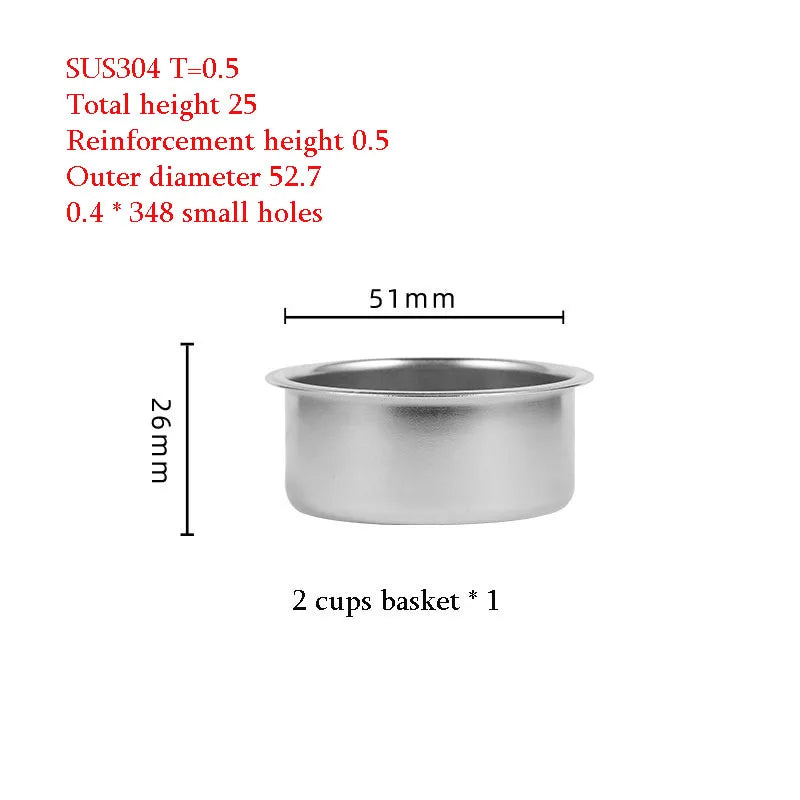 51mm Coffee Basket Delong ECO310 Mmodified Solid Wood Handle Two Ears Stainless Steel Bottomless Portafilter Barista Accessories