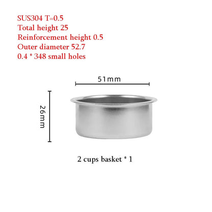 51mm Coffee Basket Delong ECO310 Mmodified Solid Wood Handle Two Ears Stainless Steel Bottomless Portafilter Barista Accessories