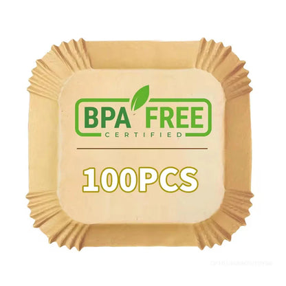 Baking Paper 20 x 20 cm, Air Fryer Paper Liner Unbleached, Non-stick Square Paper Liners, Air Fryer Baking Paper for 4.5-8 L