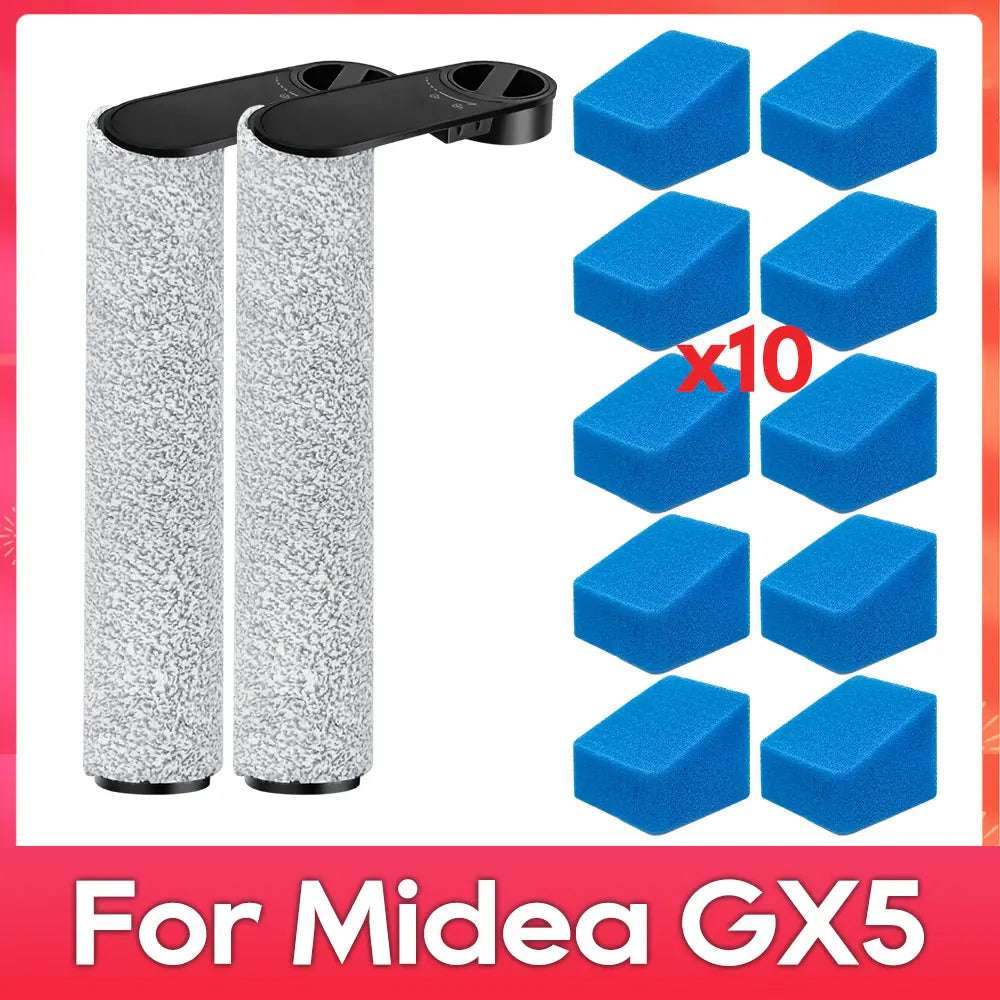 Compatible with (Midea GX5 / JONR ED12 ) Robot Vacuum Cleaner Accessories Parts Replacement Kit Roller Soft Brush Filter