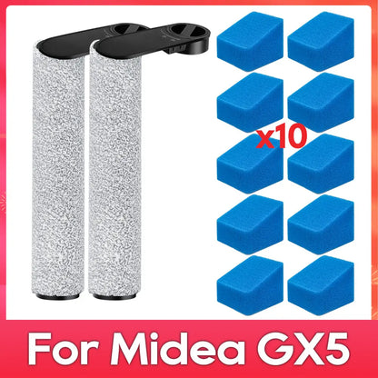 Compatible with (Midea GX5 / JONR ED12 ) Robot Vacuum Cleaner Accessories Parts Replacement Kit Roller Soft Brush Filter