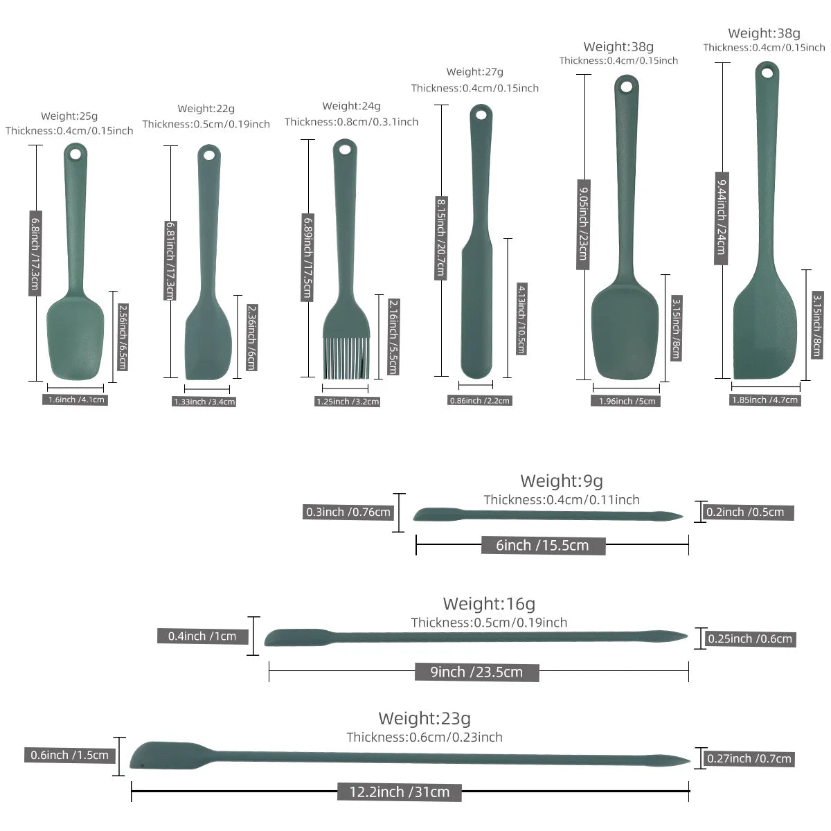6/9 Pieces Silicone Bakeware Spatula Set Non Stick Heat Resistant Spatulas Cooking Kitchen Essentials Baking Tools