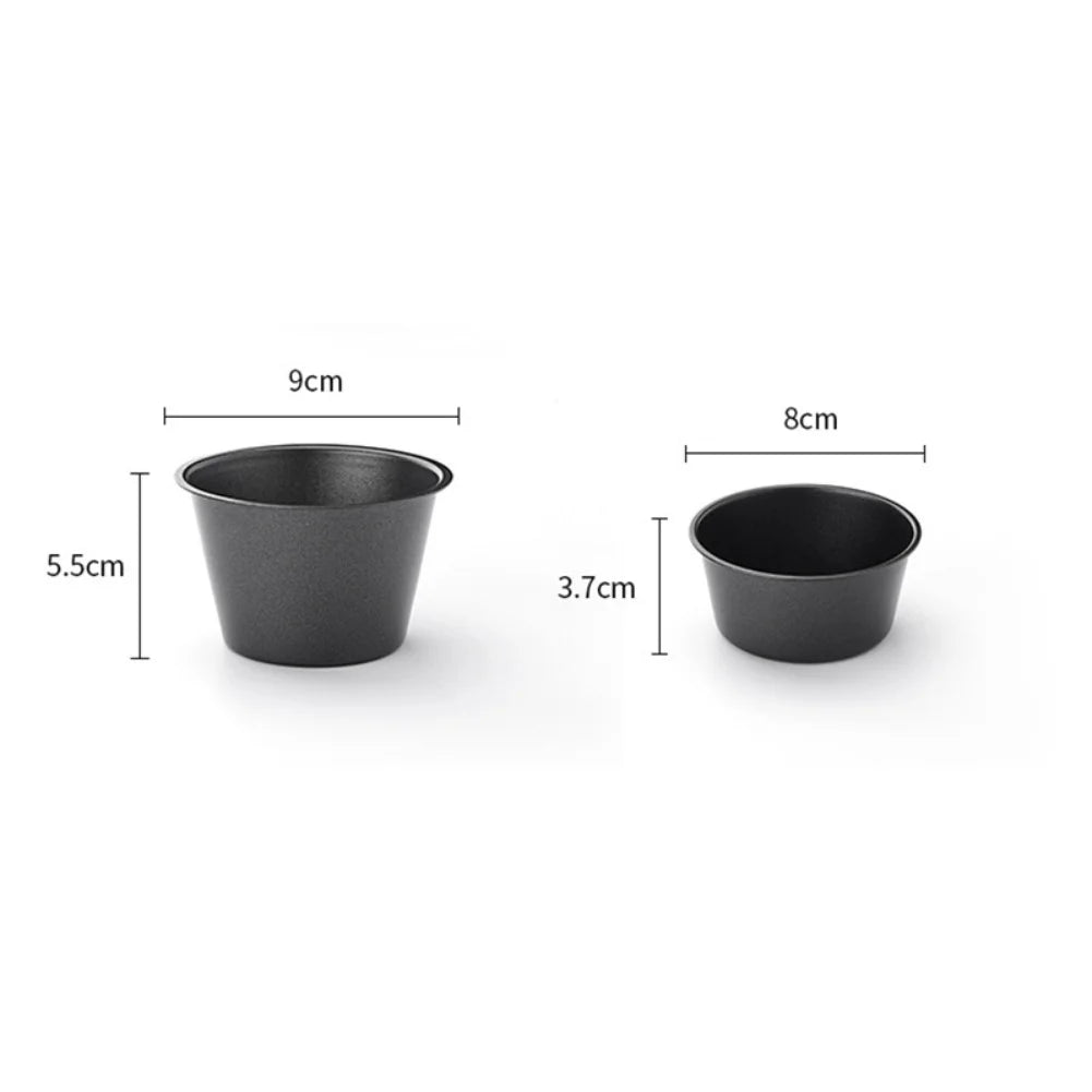 6-Pack Carbon Steel Muffin Pan Non-Stick Round Egg Tart Molds For Air Fryer And Oven 100ml/200ml Cake Baking Cups