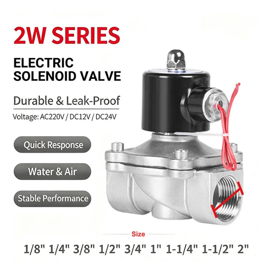 Electric Solenoid Valve Normally Closed Stainless Steel 1/2" 3/4" 1" 2" DN6-DN50 For Water Oil Air, Hvac AC220V DC24V DC12V
