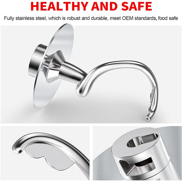 Stainless Steel Spiral Dough Hook For Kitchenaid Stand Mixer Parts Fits 4.5-5 QT Mixing Bowl For Tilt-Head Stand Mixers-Y48A