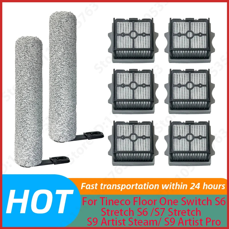 For Tineco Floor One Switch S6/Stretch S6 /S7 Stretch/ S9 Artist Steam/ S9 Artist Pro Wet Dry Vacuum Cleaner Roller Brush Filter