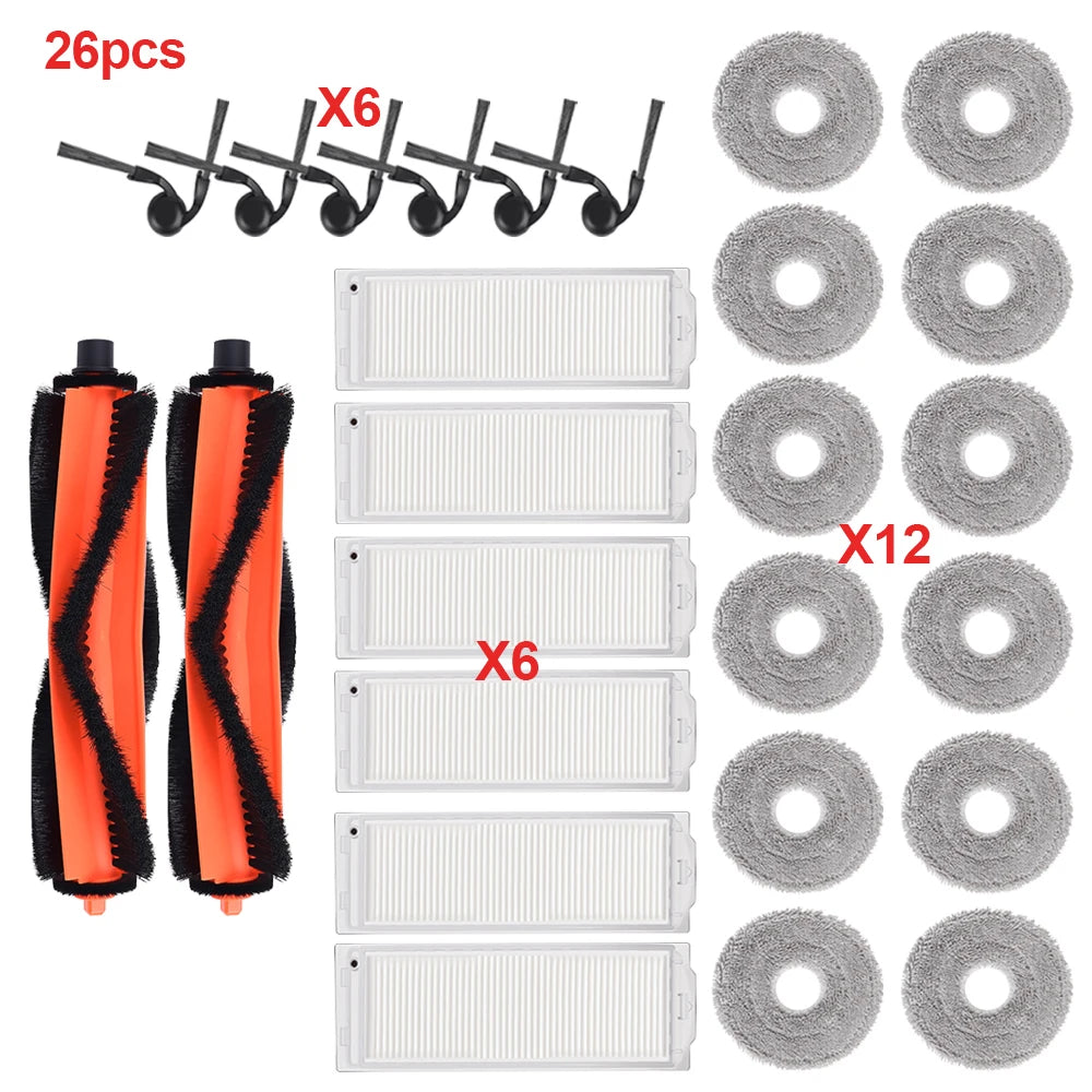 Replacement Kit Parts Compatible with Xiaomi S40 Pro/OV71GL Robot Vacuum Cleaner Side Brush Filter Main Roller Brush Mop Cloth Accessories