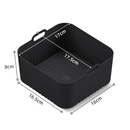 2pc/1pc Air Fryer Silicone Tray Rectangle Oven Baking Basket Reusable Liner Insert Dish Fried Chicken for Airfryers Accessories