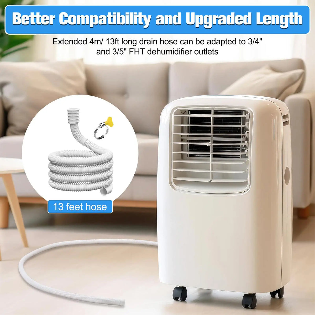 AC Drain Hose 16/25mm Inner Diameter Flexible Pipe Connector Clamp Dehumidifier Washing Machine Water Drainage