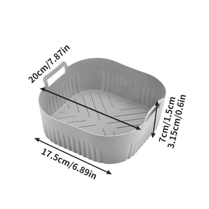 20cm/7.87inch Square Reusable Air Fryer Silicone Liners Silicone Basket 4.2L Compatible with Philips NA299 Accessoires Easy To Clean