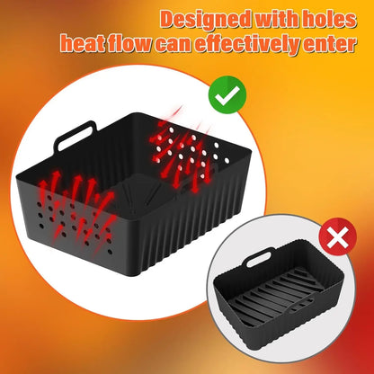 2PCS Air Fryer Silicone Liners Silicone ReusableVentilated Design Homemade Roast Chicken Fries Bread for Ninja SL401/SL400 Tools