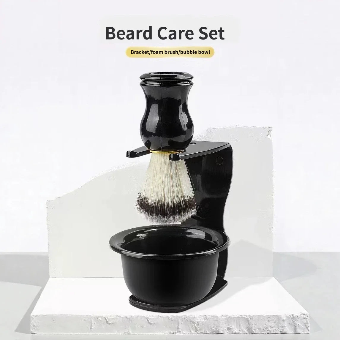 Shaving Brush, Bowl & Stand — 3-Piece Set