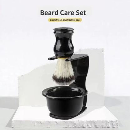 Shaving Brush, Bowl & Stand — 3-Piece Set