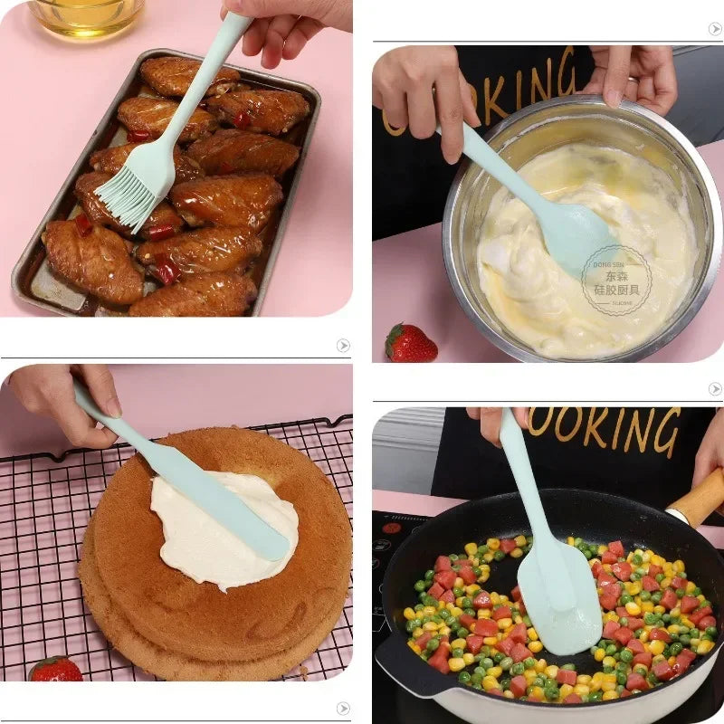 6 Pieces Silicone Spatula Set Non-Stick Heat Resistant Spatula Oil brush Cream Mixing Spoon for Cooking Baking Mix Baking Tools