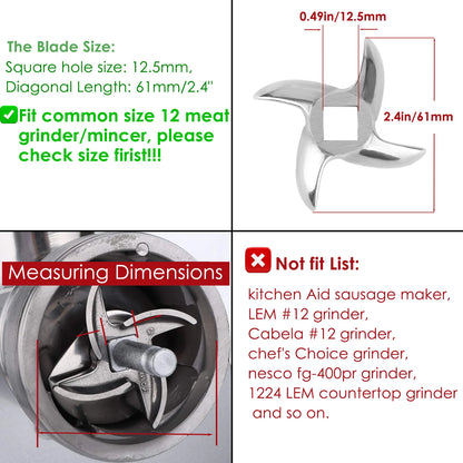 1Pcs/2 Pcs #12 Meat Grinder Blade Stainless Steel Knife Cutter Replacement for Grinders