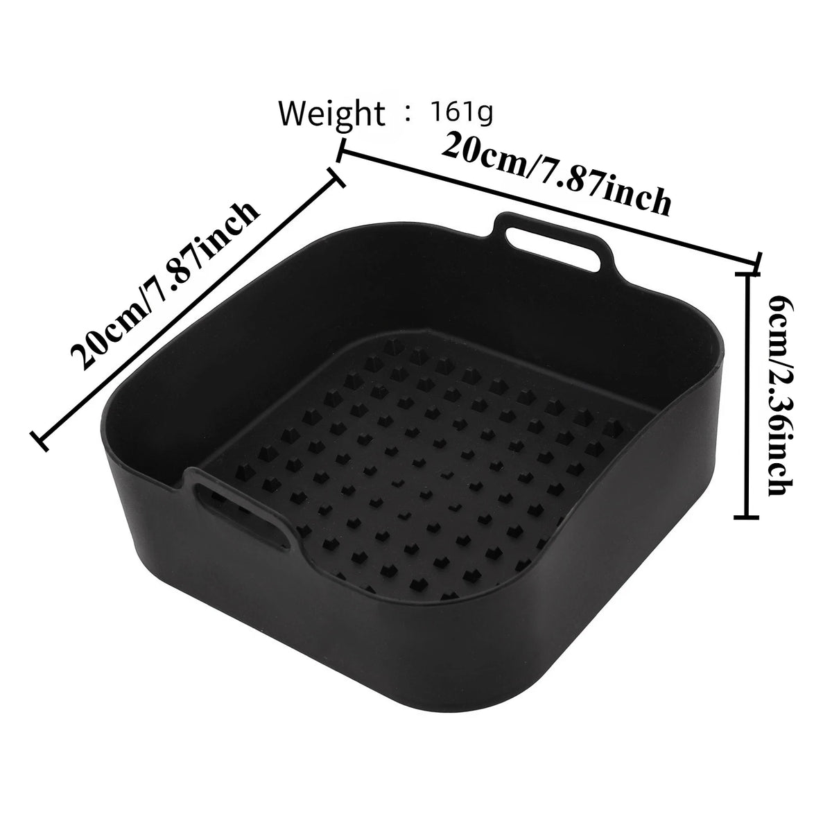 Square Air Fryer Silicone Pot Liner Food‑Grade Reusable Non‑Stick Basket with Handles Air Fryer Baking Cooking Accessories