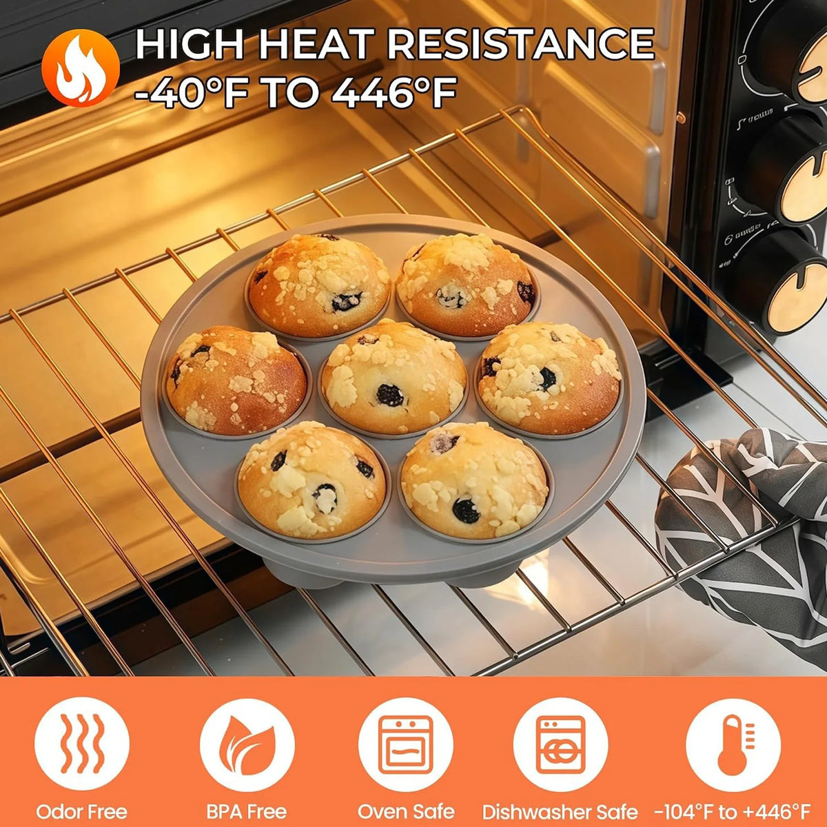 Heat Resistant Air Fryer Accessories Set Silicone Basket Liner for 5-8 Quart Models Dishwasher Safe Mold