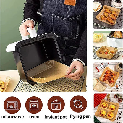 Air Fryer Paper Oven Paper Disposable Send Brush Non-Stick Airfryer Baking Papers Liners Parchment Paper for Baking Microwave