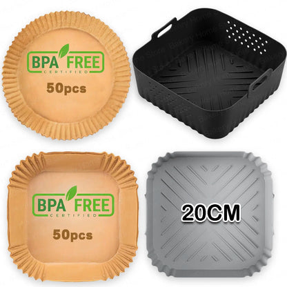 8.86IN/20CM Air Fryer Silicone Liners for Ninja AF140/AF14/ AF180/AF181 Non-Stick Airfryer Baking Tray for Philips HD9270 Basket