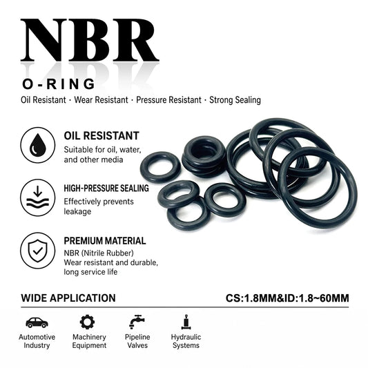 20Pcs NBR Nitrile Rubber O-ring CS 1.8mm ID 1.8mm~60mm Seal Ring Automotive Hydraulic Valve Pipeline