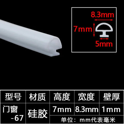 1/3/5M Aluminum Alloy Door Window Soundproof Strip Bridge Cutoff Silicon Sealing Strips Card Slot Type Windproof Dust-Proof Seal