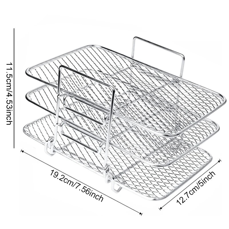 Air Fryer Accessories Metal Oven Air Fryer Racks For Baking Stackable Grill Skewer Rack Fit All Airfryer 4.2Qt - 5.8Qt