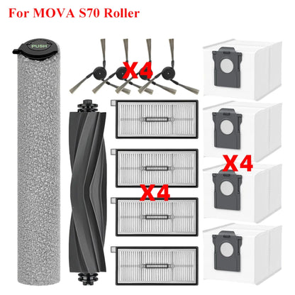 Accessories For ( MOVA S70 Roller / S70 Pro Roller / S70 Ultra Roller ) Spare Parts Main Side Brush Roller Mop Filter Dust Bag
