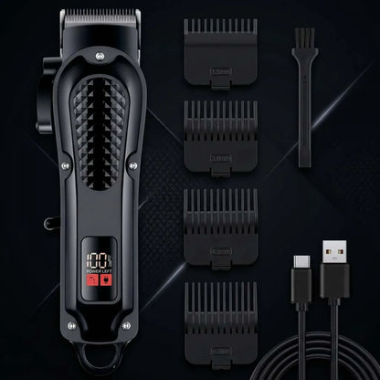 Professional 4-in-1 Hair Clipper & Trimmer Set for Men – Cordless Grooming Kit with LCD Display, USB Rechargeable, Includes Beard Trimmer,Electric Shaver, Nose Hair Trimmer & Multiple Guide Combs – Perfect for Home & Barber Use