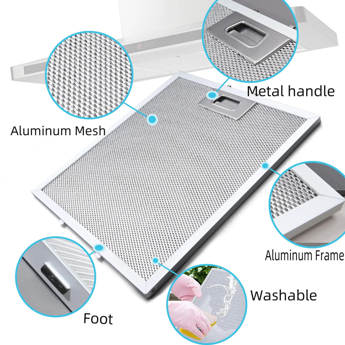 3pcs Metal Range Hood Filter W10169961a 305×267mm/12×10.5 in Kitchen Oil Filter Compatible with Whirlpool, Kitchen Aid