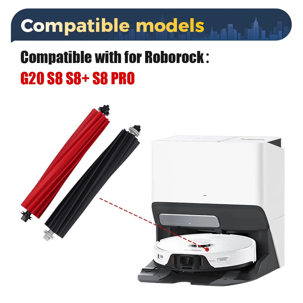 Roller Brush Compatible with Roborock G20/S8/S8 Pro Ultra/S8+/Q5 Pro/Q5 Pro+/Q8 Max/Q8 Max Plus Robot Vacuum Cleaner Attachment Main Brushes