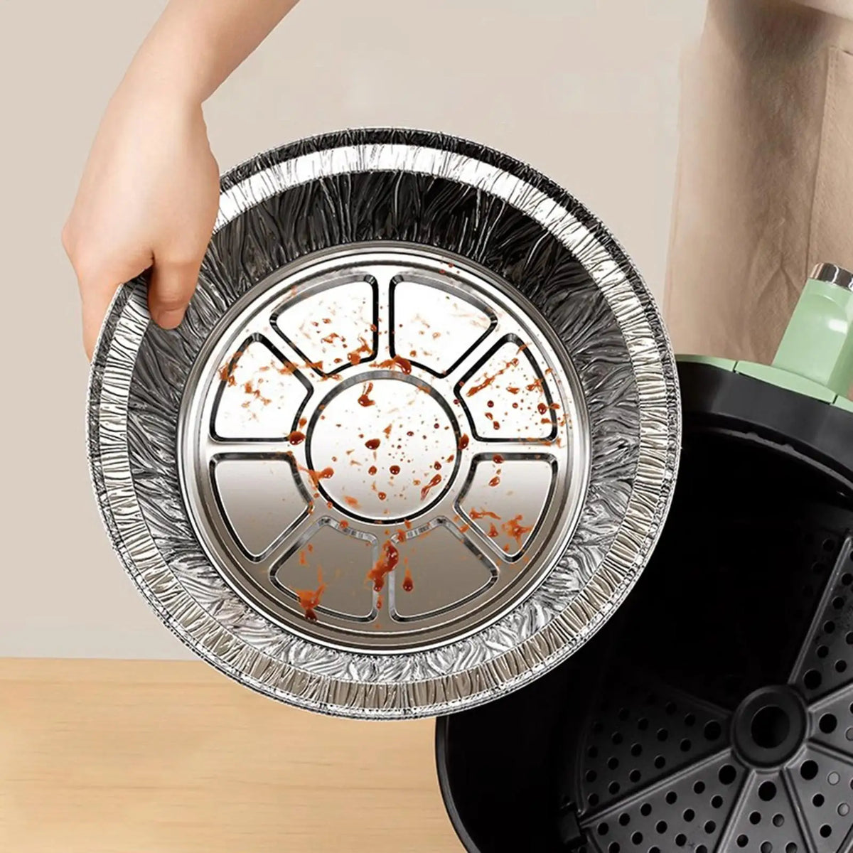 50pcs Aluminum Foil Trays Non-Stick Aluminum Foil Baking Pans Air Fryer Sheets Liners Round Oil-proof Air Fryer Basket Liner