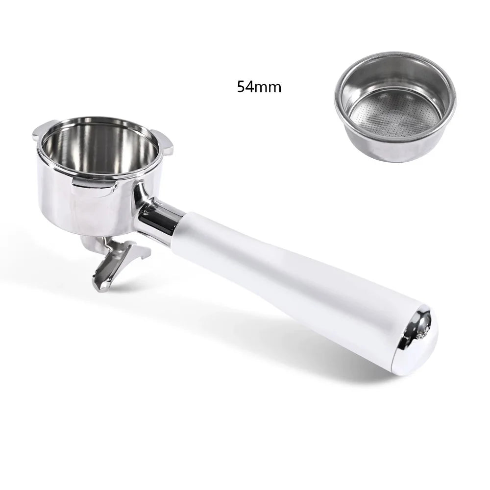 54mm 3-Ear Coffee Portafilter, 304 Stainless Steel Luxury Wooden Handle Espresso Holder Compatible with Breville 820 880 Series & Solis
