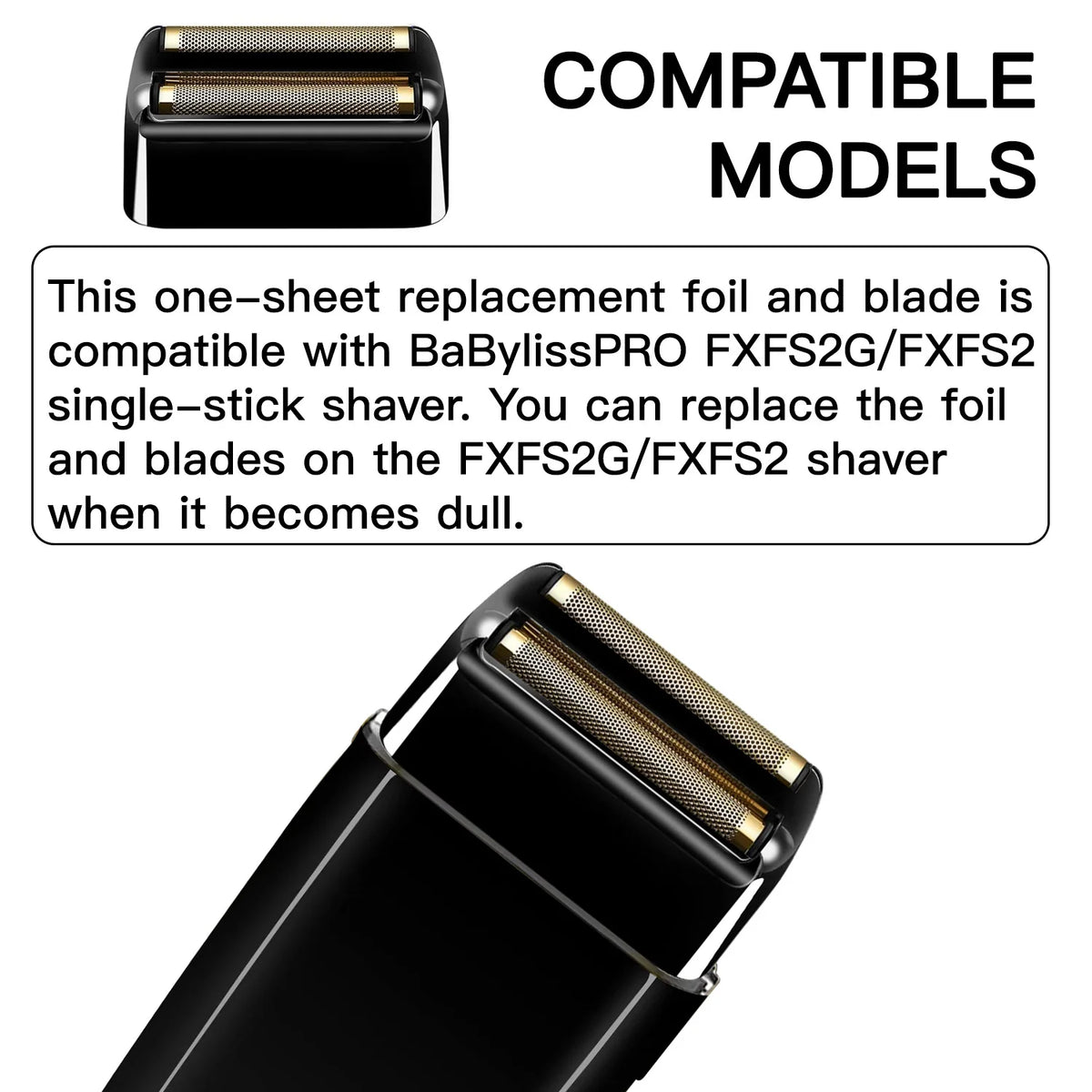 Replacement Foil Head Compatible with BaByliss FXFS2 Double Foil Shaver,Black,Sliver,Gold Professional Razor Shaver Head