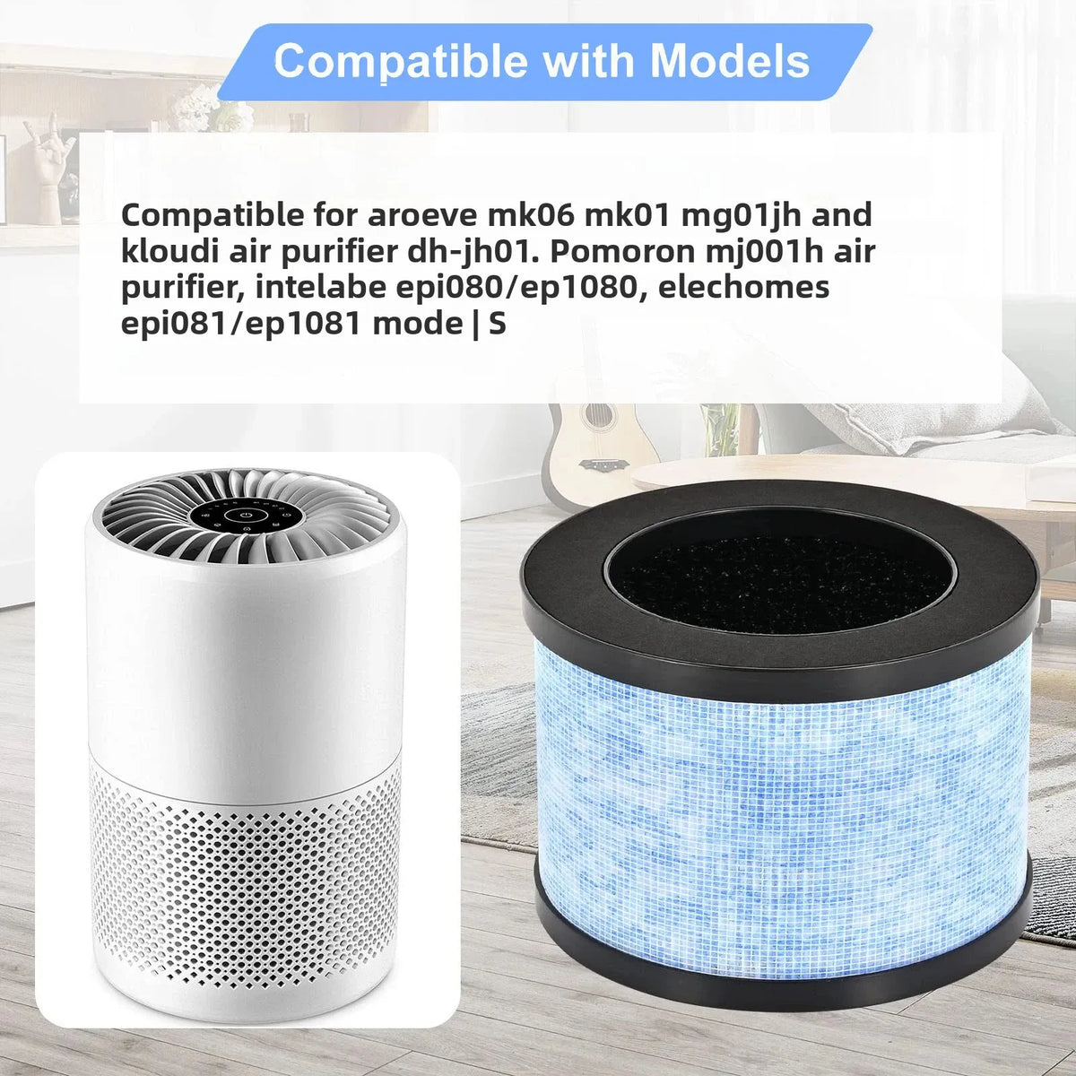 Replacement Filter Compatible with AROEVE MK01 MK06 MG01JH,ToLife TZ-K1,FreAire KN6391 and Kloudi DH-JH01 Air Cleaner Purifier