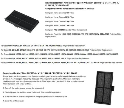 Replacement Projector Air Filter Compatible with Epson ELPAF54 / ELPAF55 / 2150 / 2250 / 2200 — Model Options